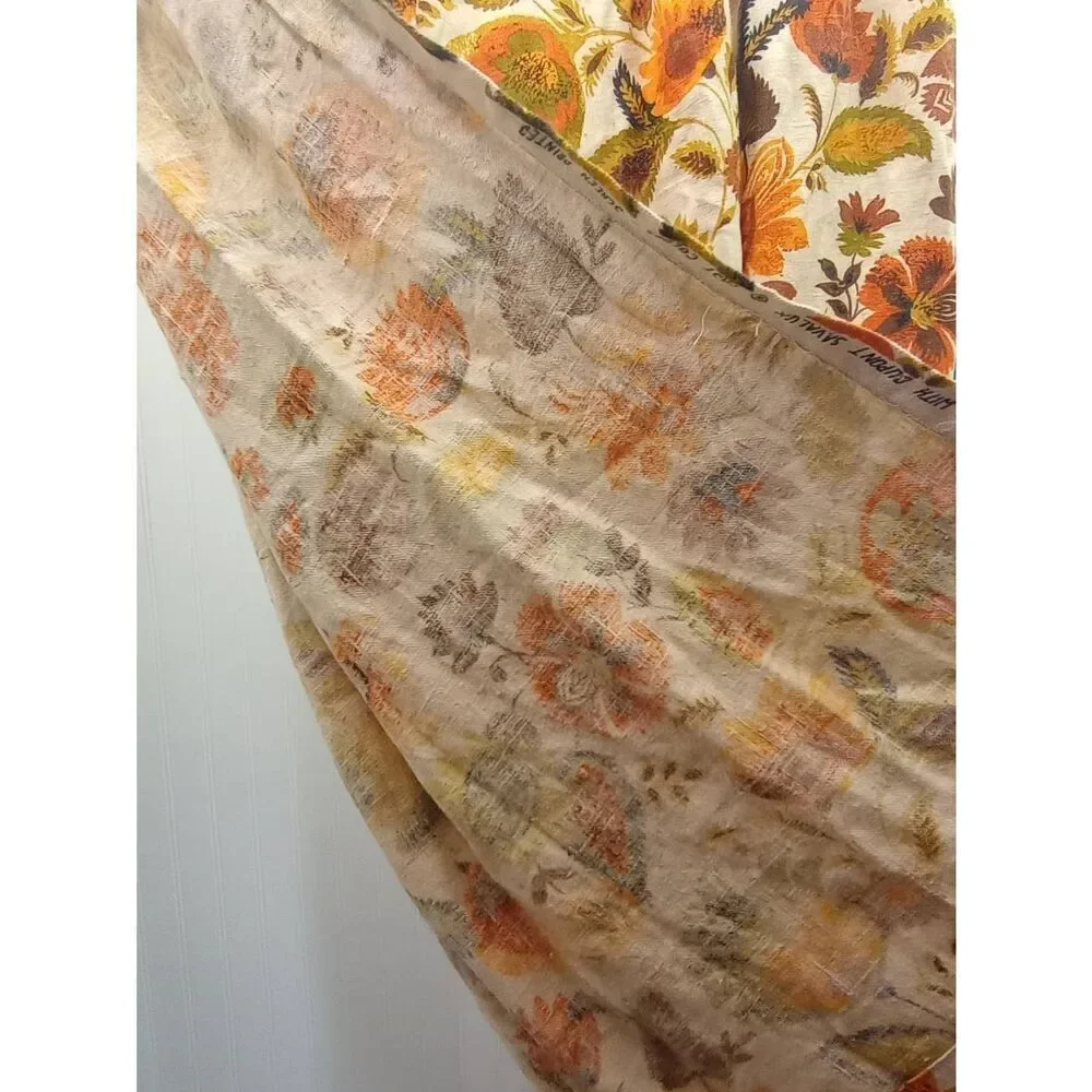 Vintage Dupont 100% linen, groovy pinch pleat curtain panel, please read